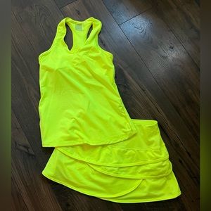 Lucky In Love Set Neon Yellow Skirt Tank Top XS